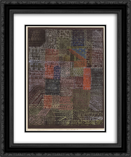 Structural II 20x24 Black Ornate Wood Framed Art Print Poster with Double Matting by Klee, Paul