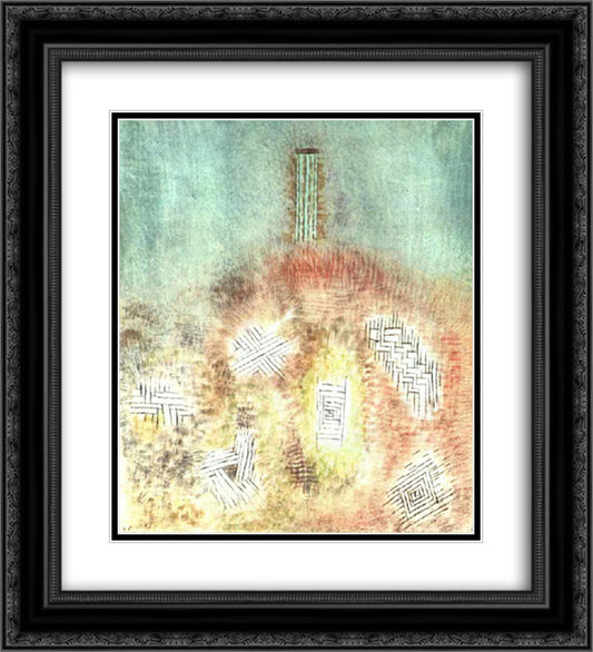 The column 20x22 Black Ornate Wood Framed Art Print Poster with Double Matting by Klee, Paul