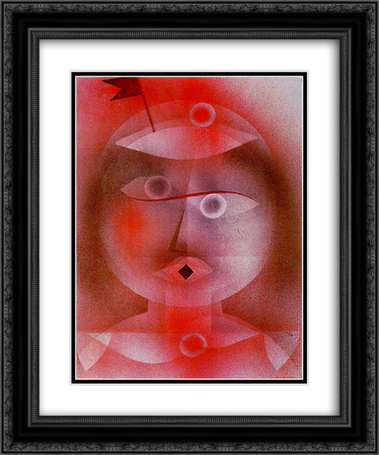The Mask with the Little Flag 20x24 Black Ornate Wood Framed Art Print Poster with Double Matting by Klee, Paul