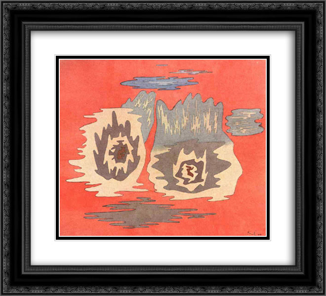 The place of the twins 22x20 Black Ornate Wood Framed Art Print Poster with Double Matting by Klee, Paul