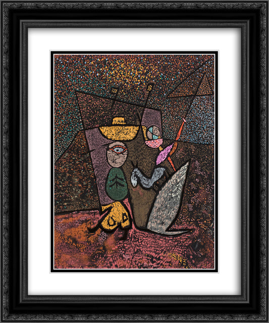 The Travelling Circus 20x24 Black Ornate Wood Framed Art Print Poster with Double Matting by Klee, Paul