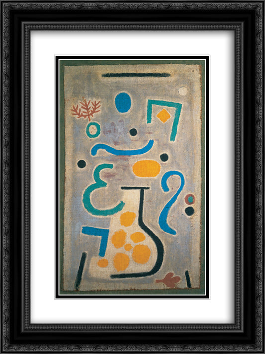The vase  18x24 Black Ornate Wood Framed Art Print Poster with Double Matting by Klee, Paul