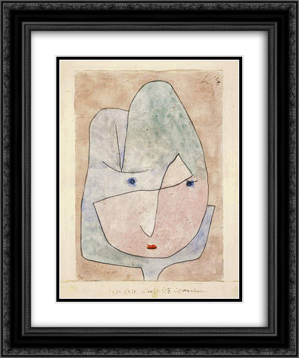 This flower wishes to fade 20x24 Black Ornate Wood Framed Art Print Poster with Double Matting by Klee, Paul