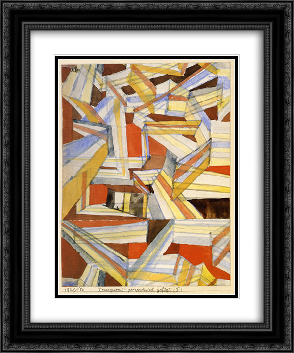 Transparent in perspective Grooved  20x24 Black Ornate Wood Framed Art Print Poster with Double Matting by Klee, Paul
