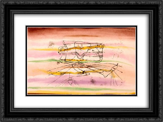 Veil Dance 24x18 Black Ornate Wood Framed Art Print Poster with Double Matting by Klee, Paul