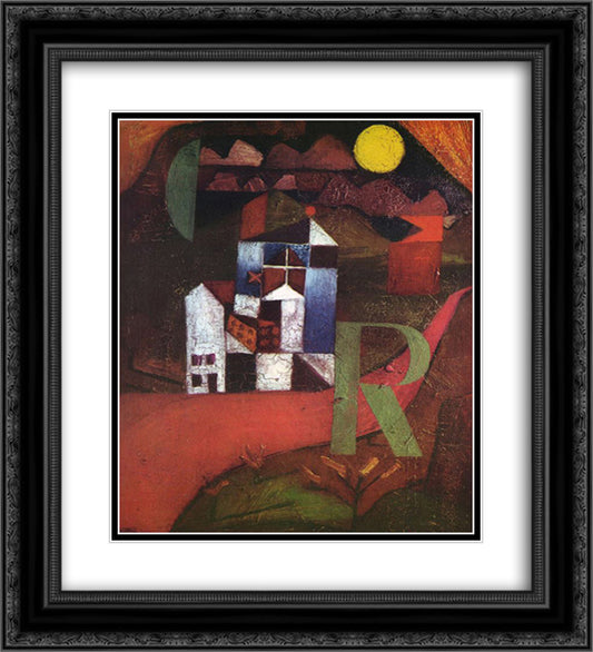 Villa R 20x22 Black Ornate Wood Framed Art Print Poster with Double Matting by Klee, Paul