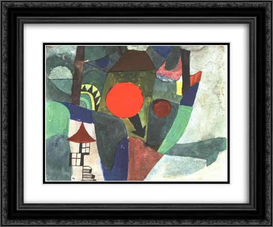 With the Setting Sun 24x20 Black Ornate Wood Framed Art Print Poster with Double Matting by Klee, Paul