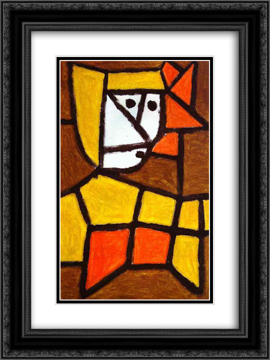 Woman in Peasant Dress 18x24 Black Ornate Wood Framed Art Print Poster with Double Matting by Klee, Paul