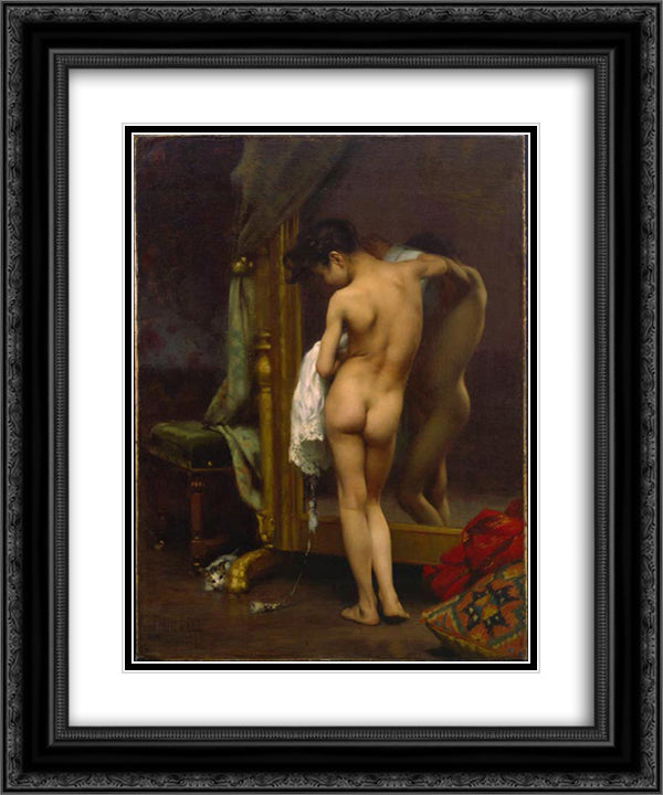 A Venetian Bather 20x24 Black Ornate Wood Framed Art Print Poster with Double Matting by Peel, Paul