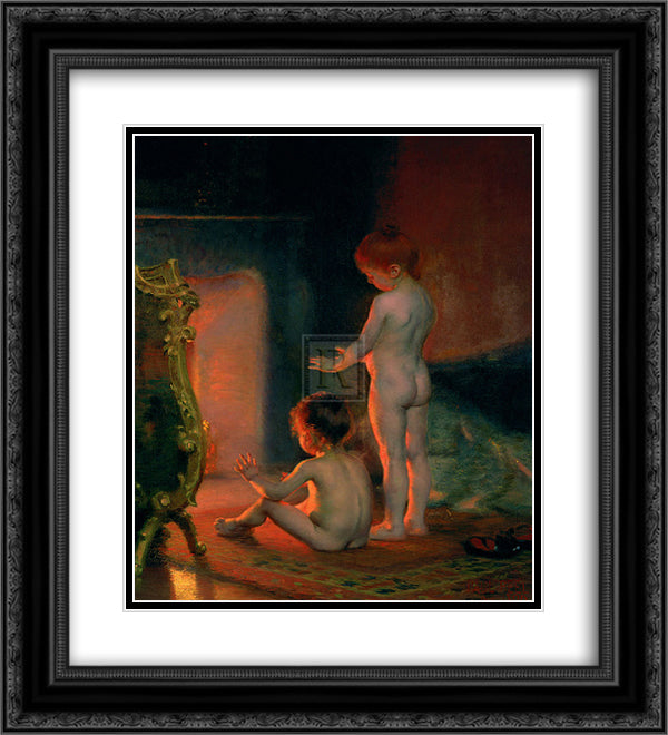 After the Bath 20x22 Black Ornate Wood Framed Art Print Poster with Double Matting by Peel, Paul
