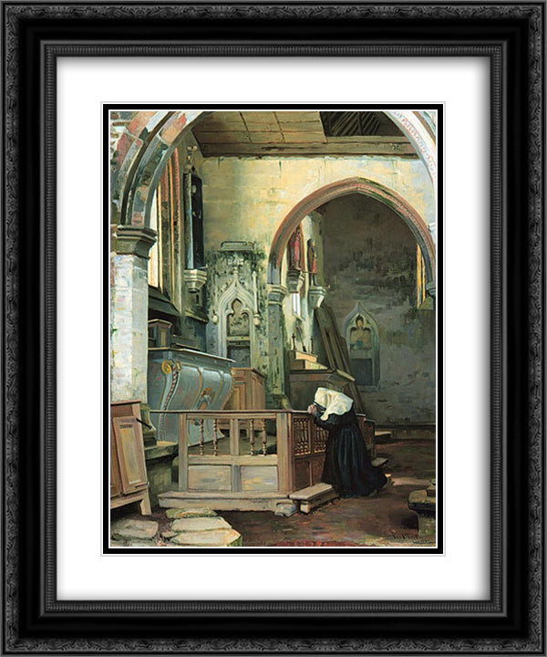 Devotion 20x24 Black Ornate Wood Framed Art Print Poster with Double Matting by Peel, Paul