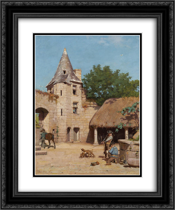 Getting ready for the hunt 20x24 Black Ornate Wood Framed Art Print Poster with Double Matting by Peel, Paul