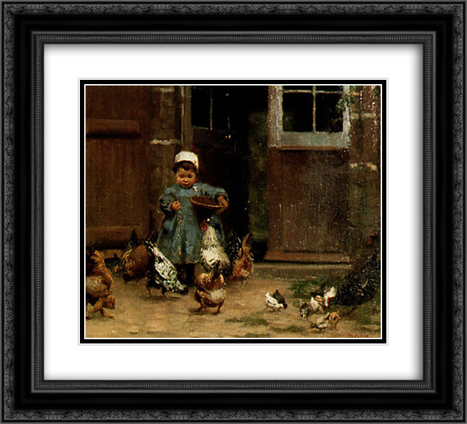 Lunchtime 22x20 Black Ornate Wood Framed Art Print Poster with Double Matting by Peel, Paul