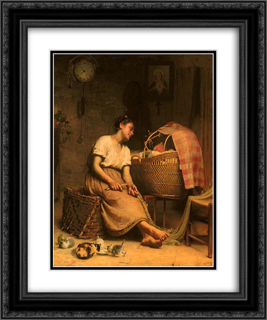 Mother Love 20x24 Black Ornate Wood Framed Art Print Poster with Double Matting by Peel, Paul