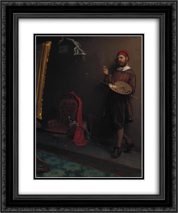 The Painter 20x24 Black Ornate Wood Framed Art Print Poster with Double Matting by Peel, Paul
