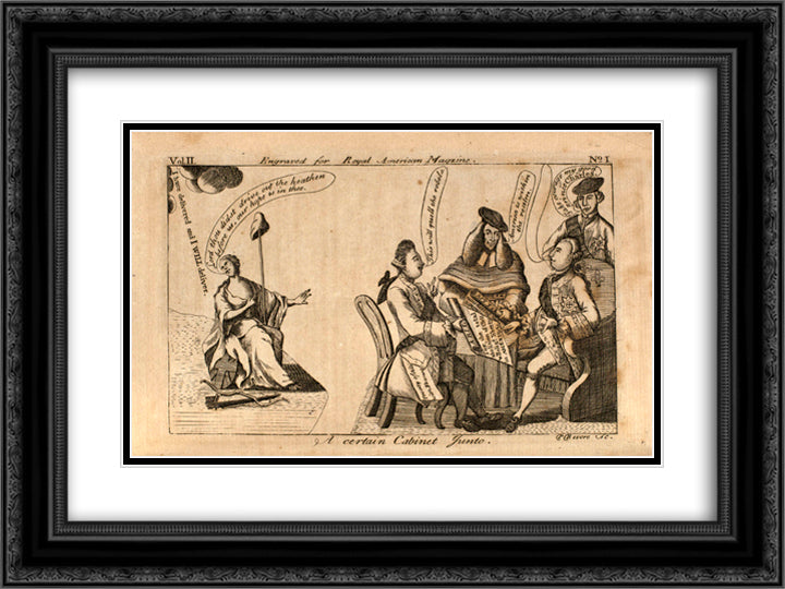 Cabinet Junto 24x18 Black Ornate Wood Framed Art Print Poster with Double Matting by Revere, Paul