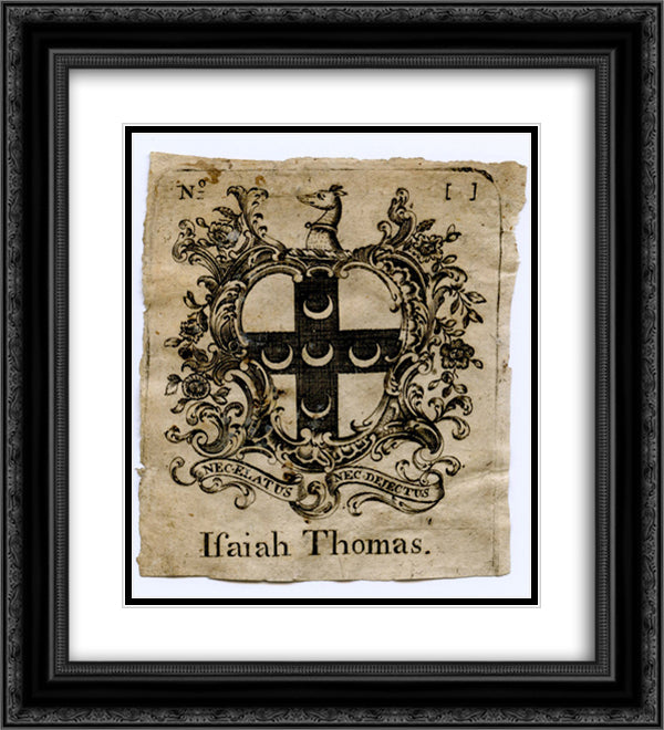 Isaiah Thomas Bookplate 20x22 Black Ornate Wood Framed Art Print Poster with Double Matting by Revere, Paul