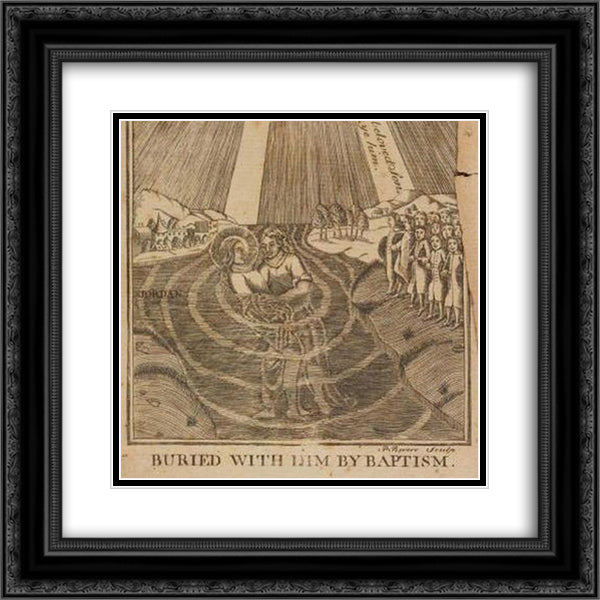 Jesus in the Jordan River with John the Baptist 20x20 Black Ornate Wood Framed Art Print Poster with Double Matting by Revere, Paul