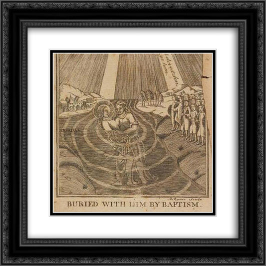 Jesus in the Jordan River with John the Baptist 20x20 Black Ornate Wood Framed Art Print Poster with Double Matting by Revere, Paul