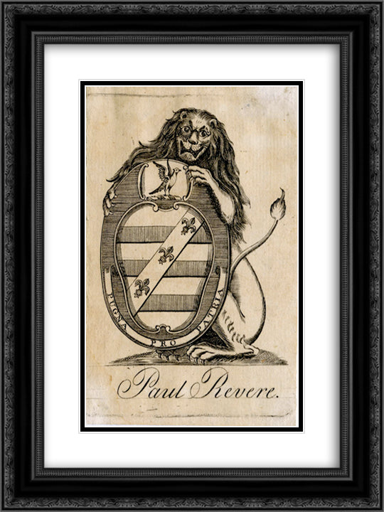 Paul Revere Bookplate 18x24 Black Ornate Wood Framed Art Print Poster with Double Matting by Revere, Paul