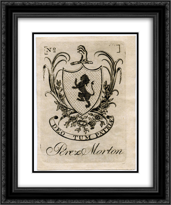 Perez Morton Bookplate 20x24 Black Ornate Wood Framed Art Print Poster with Double Matting by Revere, Paul