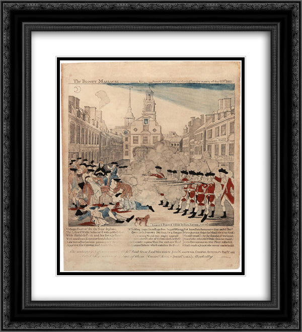 The Bloody Massacre in King-Street, March 5, 1770 20x22 Black Ornate Wood Framed Art Print Poster with Double Matting by Revere, Paul