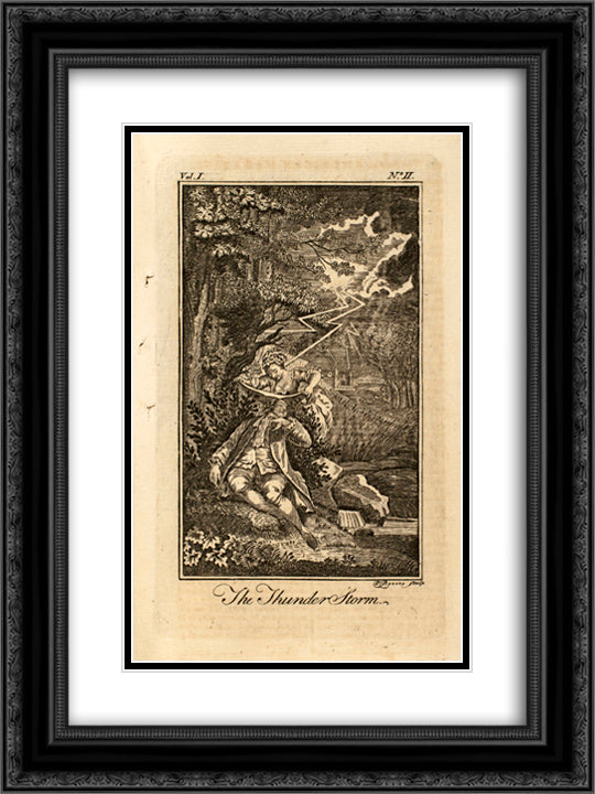 Thunder Storm 18x24 Black Ornate Wood Framed Art Print Poster with Double Matting by Revere, Paul
