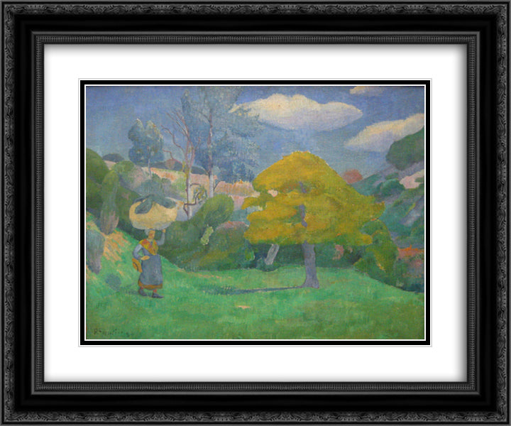 Breton woman going to the washing place 24x20 Black Ornate Wood Framed Art Print Poster with Double Matting by Serusier, Paul