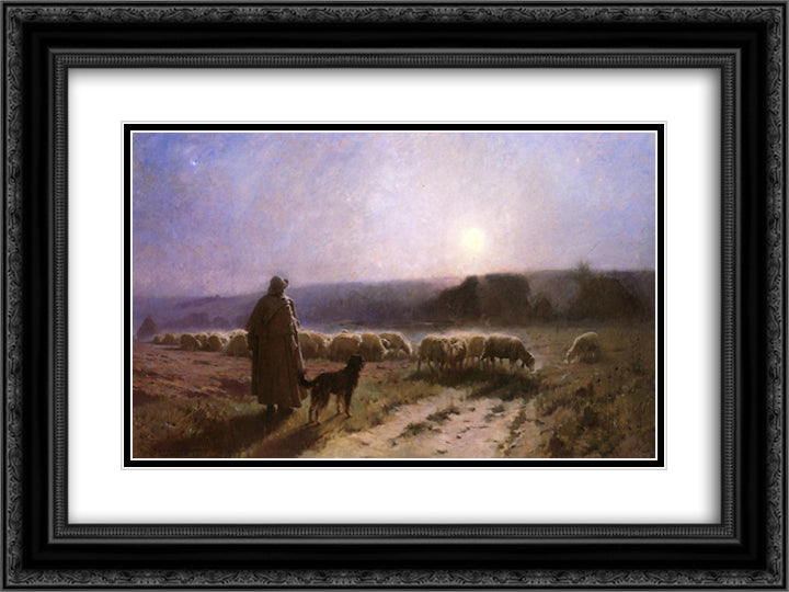 Evening 24x18 Black Ornate Wood Framed Art Print Poster with Double Matting by Serusier, Paul