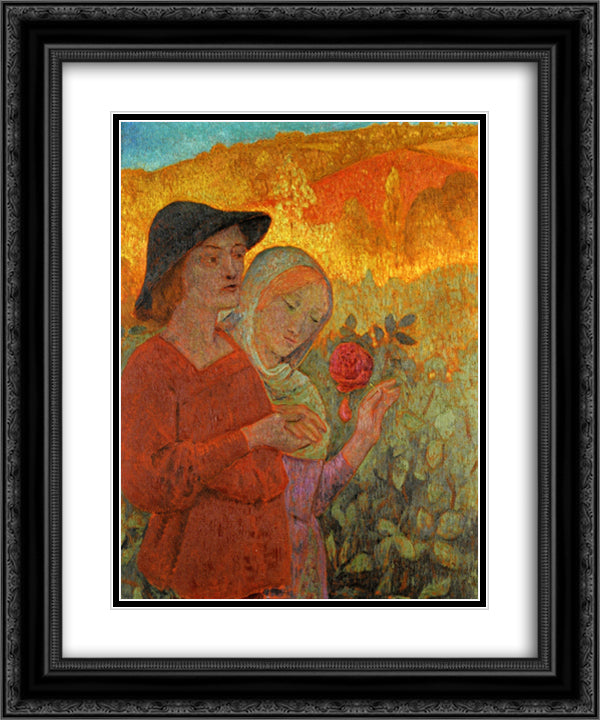 Mognonne Allons Voir si la Rose 20x24 Black Ornate Wood Framed Art Print Poster with Double Matting by Serusier, Paul
