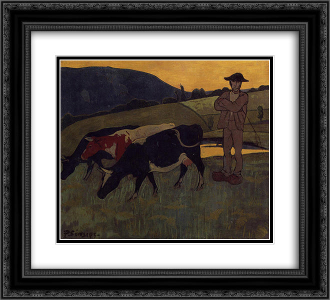 Peasant with Three Crows 22x20 Black Ornate Wood Framed Art Print Poster with Double Matting by Serusier, Paul
