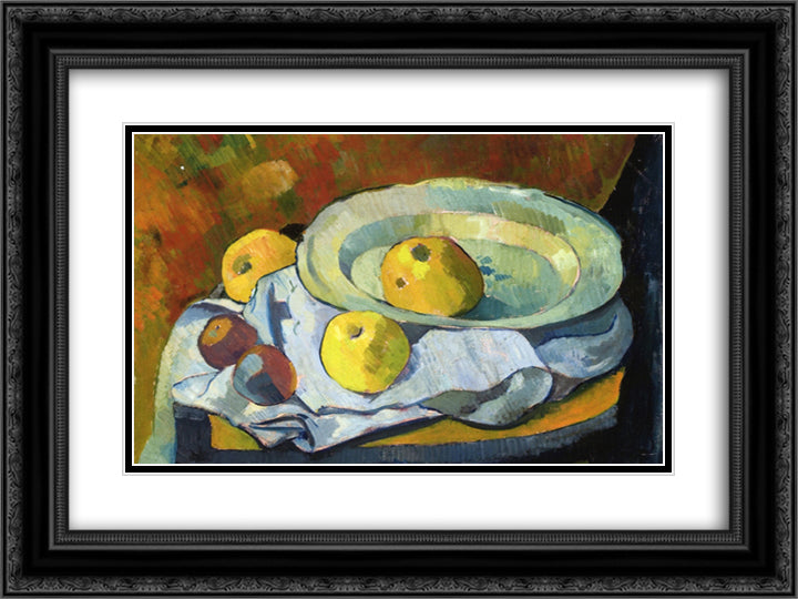 Plate of Apples 24x18 Black Ornate Wood Framed Art Print Poster with Double Matting by Serusier, Paul