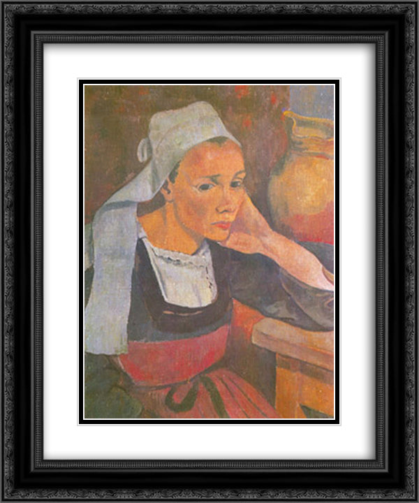 Portrait of Marie Lagadu 20x24 Black Ornate Wood Framed Art Print Poster with Double Matting by Serusier, Paul