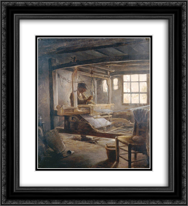 The Breton Weaver 20x22 Black Ornate Wood Framed Art Print Poster with Double Matting by Serusier, Paul