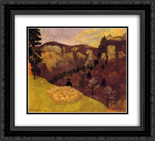 The Flock in the Black Forest 22x20 Black Ornate Wood Framed Art Print Poster with Double Matting by Serusier, Paul