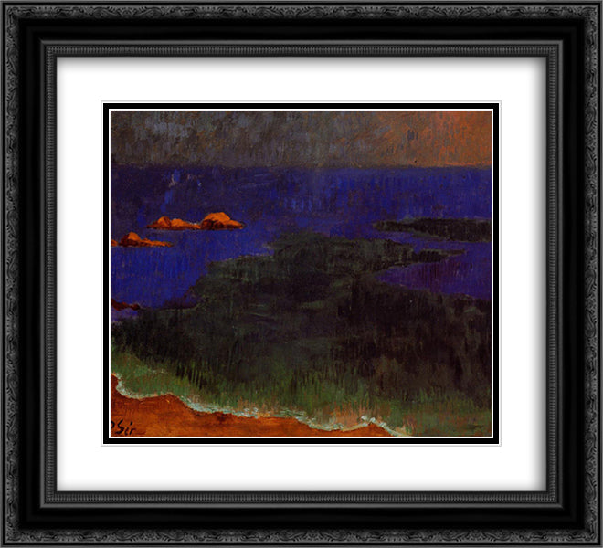 The Seat at Poldu Sunset 22x20 Black Ornate Wood Framed Art Print Poster with Double Matting by Serusier, Paul