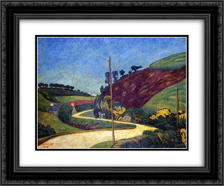 The Stagecoach Road in the Country with a Cart 24x20 Black Ornate Wood Framed Art Print Poster with Double Matting by Serusier, Paul