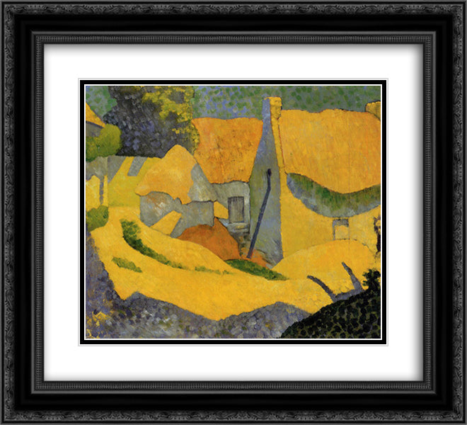 Yellow Farm at Pouldu 22x20 Black Ornate Wood Framed Art Print Poster with Double Matting by Serusier, Paul