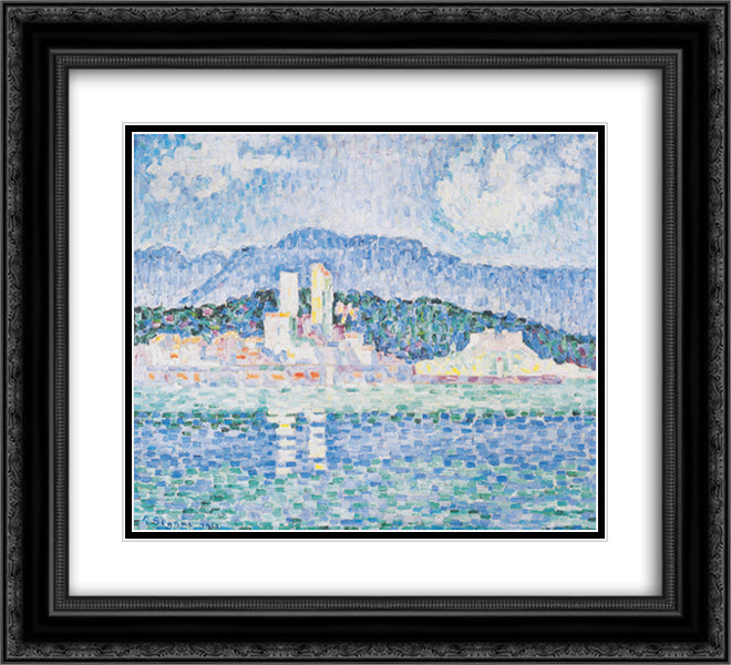 Antibes, thunderstorms 22x20 Black Ornate Wood Framed Art Print Poster with Double Matting by Signac, Paul