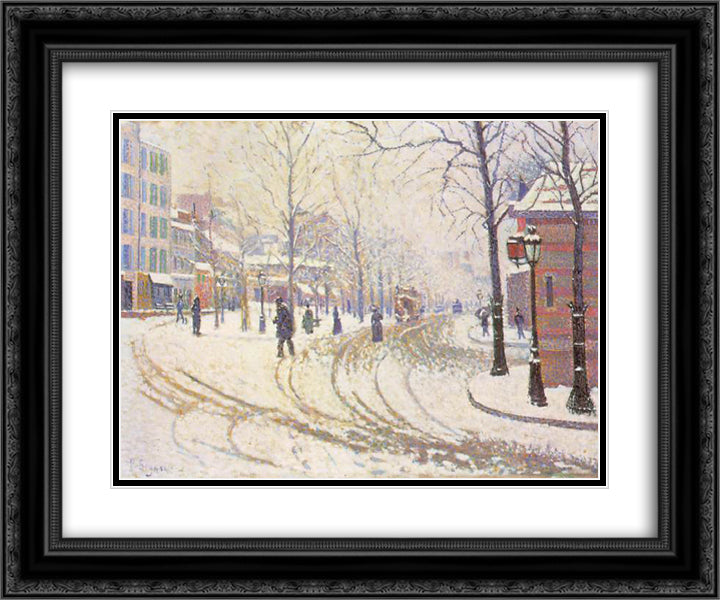 Boulevard de Clichy 1886 24x20 Black Ornate Wood Framed Art Print Poster with Double Matting by Signac, Paul