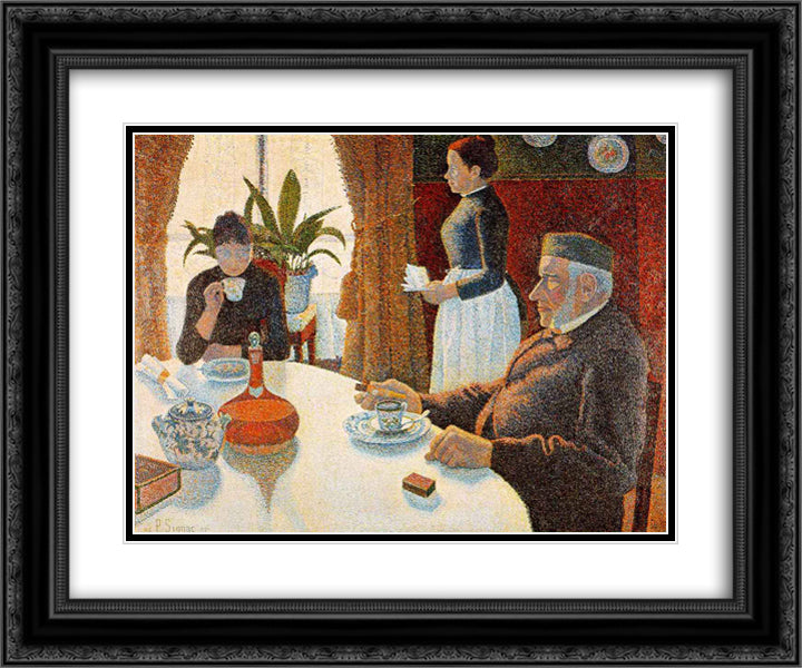 Breakfast (The Dining Room) 24x20 Black Ornate Wood Framed Art Print Poster with Double Matting by Signac, Paul