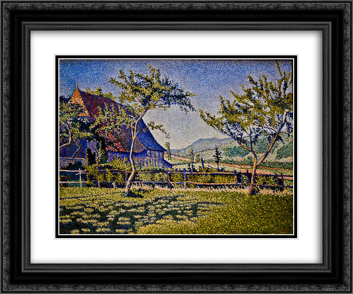 Comblat Castle, The Pre 24x20 Black Ornate Wood Framed Art Print Poster with Double Matting by Signac, Paul