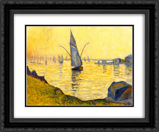 Concarneau (study) 24x20 Black Ornate Wood Framed Art Print Poster with Double Matting by Signac, Paul