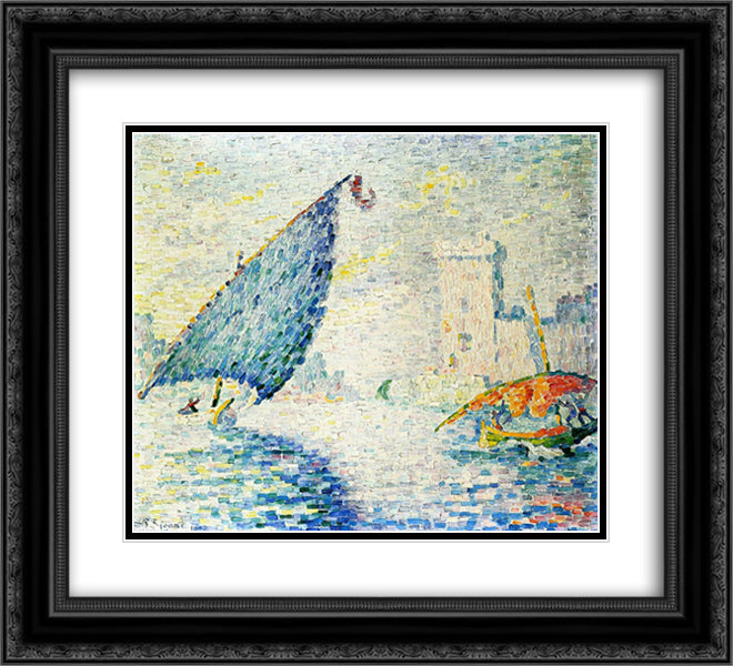 Fort Saint-Jean, Marseilles 22x20 Black Ornate Wood Framed Art Print Poster with Double Matting by Signac, Paul