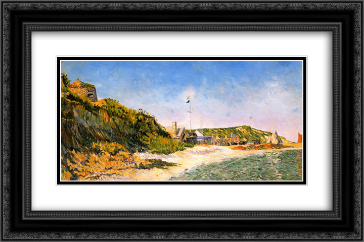 Port en Bessin, the Beach 24x16 Black Ornate Wood Framed Art Print Poster with Double Matting by Signac, Paul