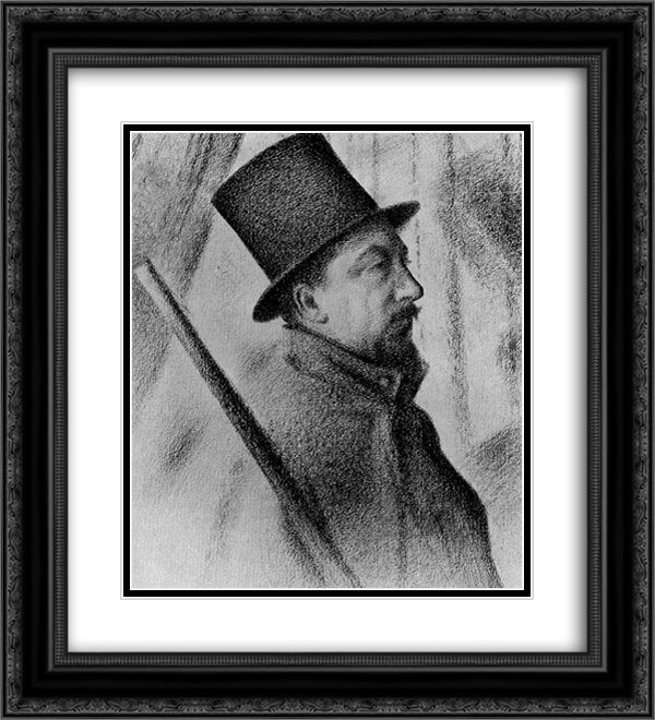 Portrait of Conte 20x22 Black Ornate Wood Framed Art Print Poster with Double Matting by Signac, Paul