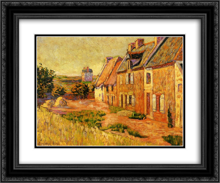 Saint Briac, Courtyard of the Ville Hue 24x20 Black Ornate Wood Framed Art Print Poster with Double Matting by Signac, Paul
