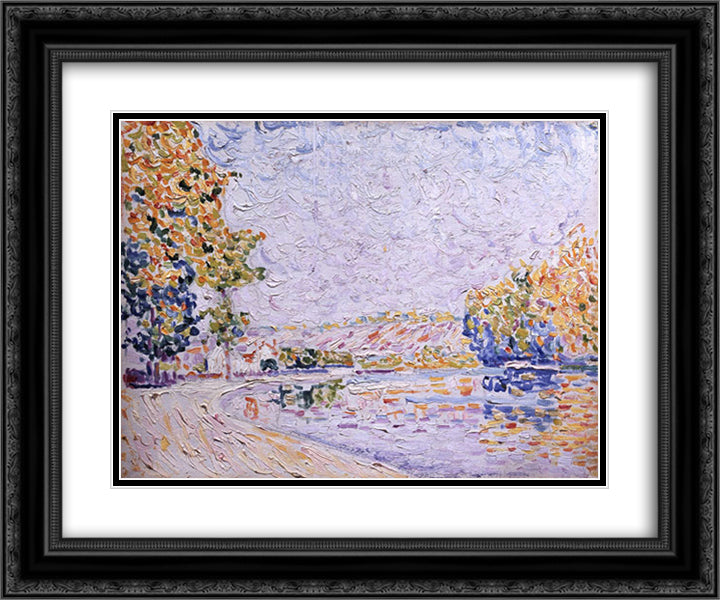 Samois, Study Nr. 8 24x20 Black Ornate Wood Framed Art Print Poster with Double Matting by Signac, Paul