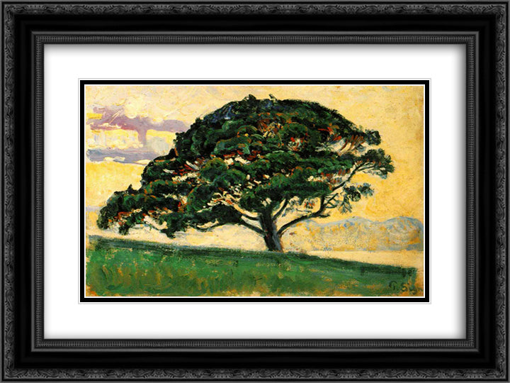 The Bonaventure Pine 24x18 Black Ornate Wood Framed Art Print Poster with Double Matting by Signac, Paul