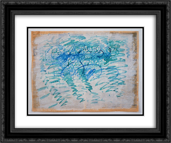 Untitled (Blue Zig - Zags) 24x20 Black Ornate Wood Framed Art Print Poster with Double Matting by Thek, Paul